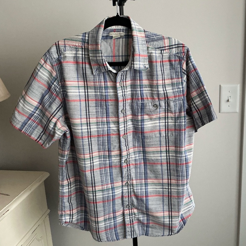 Carbon2Cobalt mens size M short sleeve plaid shirt